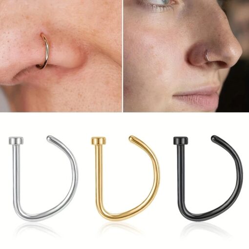 D-Shape Fake Piercing Nose Ring